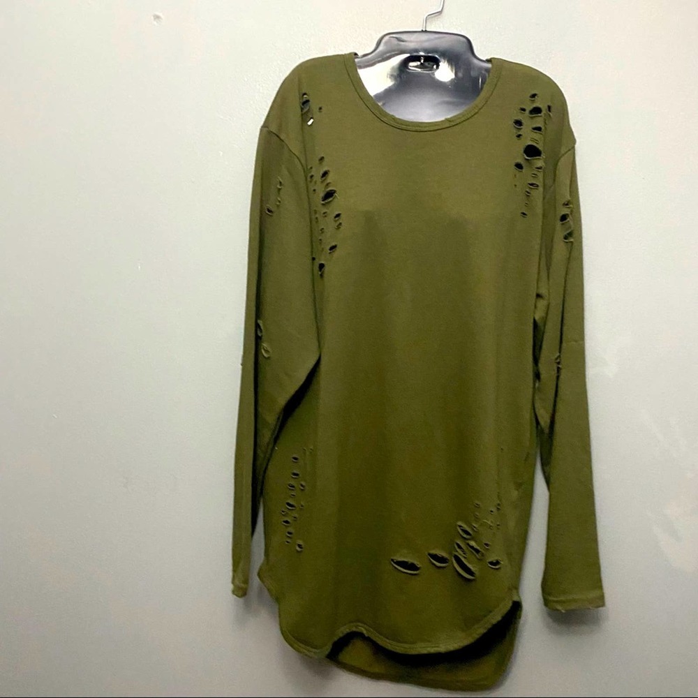 Galaxy olive green sweatshirt distressed dress